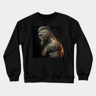 Cyberpunk Viking: A Fusion of Muscle and Machine Crewneck Sweatshirt